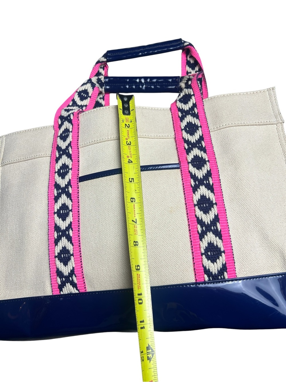 Tory Burch Cream Pink Canvas Tote Bag - Picture 6 of 7